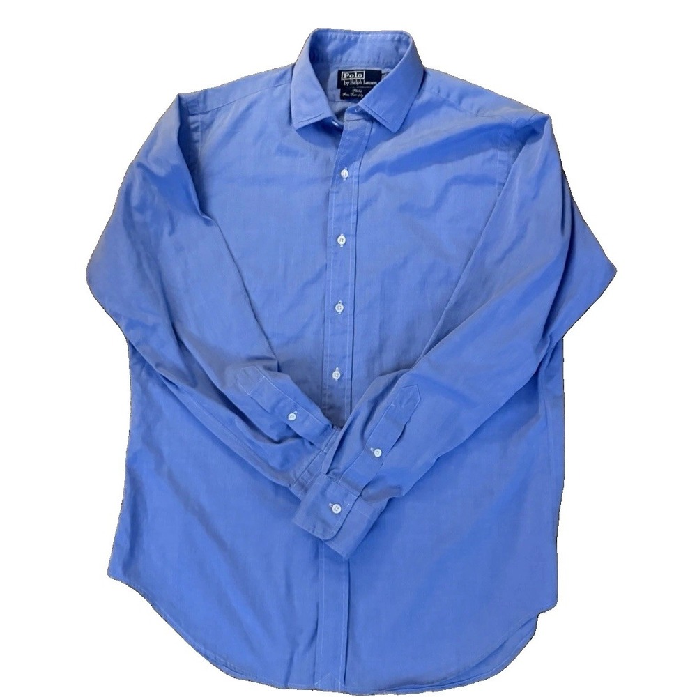 Polo Ralph Lauren Phillip Blue Button Down Dress Shirt Mens 15.5 34 Long Sleeve